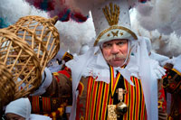 Binche festival carnival in Belgium Brussels. Belgium, carnaval of Binche. UNESCO World Heritage Parade Festival. Belgium, Walloon Municipality, province of Hainaut, village of Binche. The carnival of Binche is an event that takes place each year in the Belgian town of Binche during the Sunday, Monday, and Tuesday preceding Ash Wednesday. The carnival is the best known of several that take place in Belgium at the same time and has been proclaimed as a Masterpiece of the Oral and Intangible Heritage of Humanity listed by UNESCO. Its history dates back to approximately the 14th century.